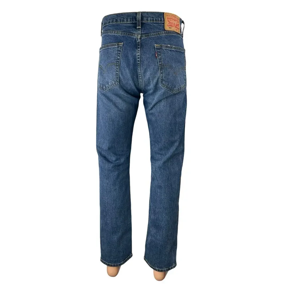 Levi's 505 Men's Blue Medium Wash High Rise Slim Straight Denim Jeans Pants 30